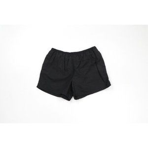 Vintage 90s Streetwear Mens XL Lined Blank Hiking Shorts Swim Trunks Black Nylon
